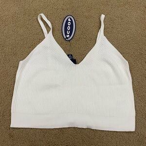 Scoop White Ribbed Bralette tank top
